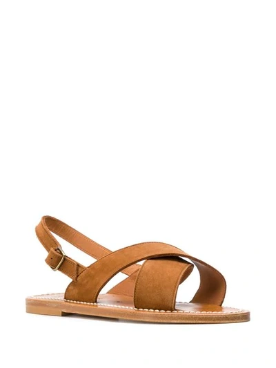 Shop Kjacques Cross Strap Sandals In Brown
