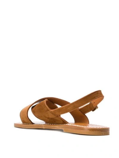 Shop Kjacques Cross Strap Sandals In Brown