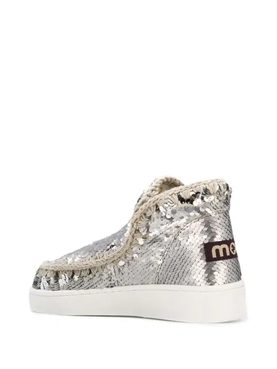 Shop Mou Metallic High Top Sneakers - Silver
