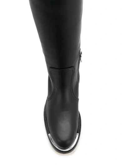 Shop Barbara Bui Round Toe Knee Boots In Black