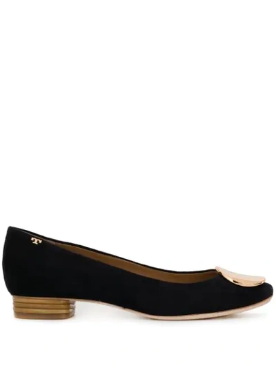 Shop Tory Burch Branded Ballerina Shoes In Black