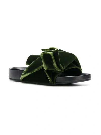 Shop N°21 Oversized Bow Flat Sandals In Green