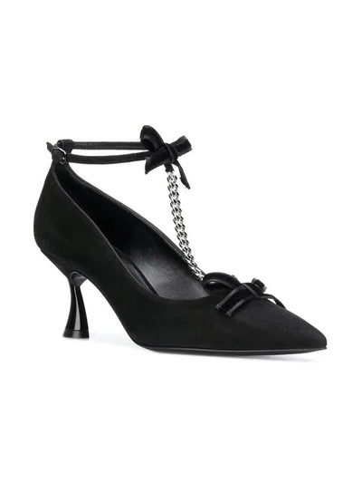 Shop Casadei Pointed Chain Pump In Black