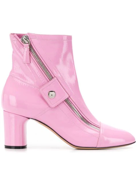 pink patent ankle boots