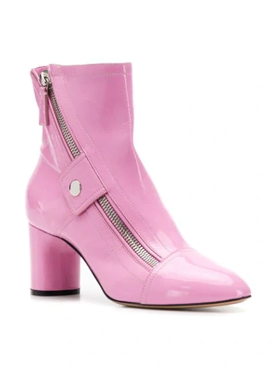 Shop Casadei Side Zip Ankle Boots In Pink