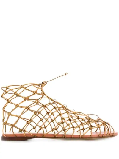 Shop Francesco Russo Net Sandals In Gold