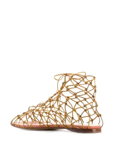 Shop Francesco Russo Net Sandals In Gold