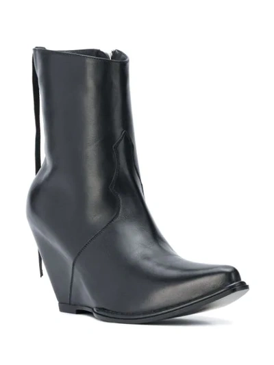 Shop Ben Taverniti Unravel Project Wedged Pointed Toe Boots In Black