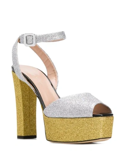 Shop Giuseppe Zanotti Glitter Platform Sandals In Silver