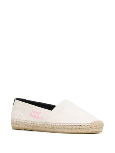 Shop Saint Laurent Embroidered Espadrilles In White