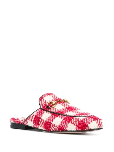 Shop Gucci Princetown Check Slippers In Red