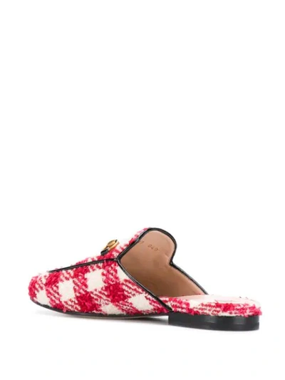 Shop Gucci Princetown Check Slippers In Red