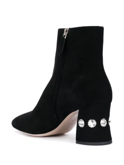 Shop Miu Miu Crystal Embellished Boots - Black