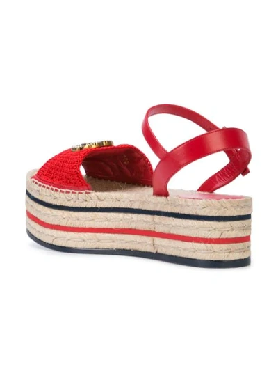 Shop Gucci Logo Platform Espadrille Sandals In Red