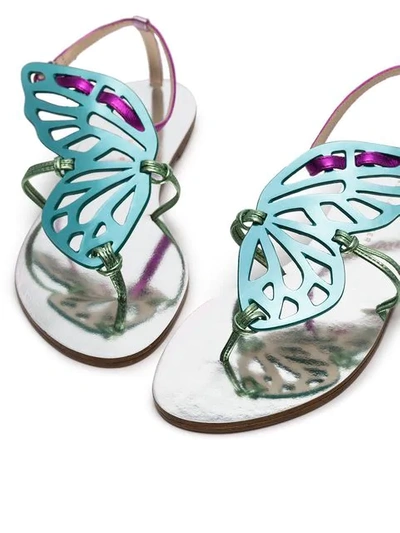 Shop Sophia Webster Multicoloured Bibi Butterfly Flat Metallic Leather Sandals