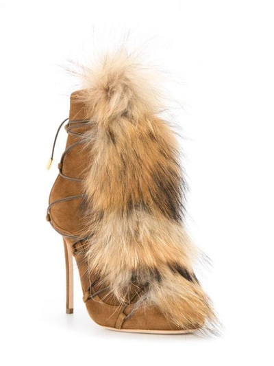 Shop Dsquared2 Faux-fur Embellished Boots In Brown
