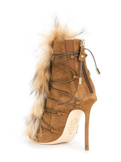 Shop Dsquared2 Faux-fur Embellished Boots In Brown