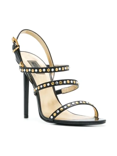 Shop Versace Embellished Stud Sandals In Black