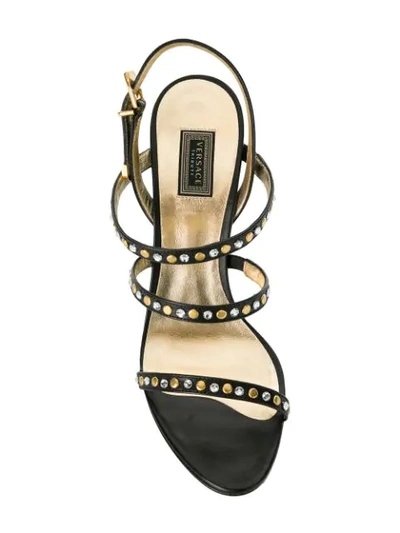 Shop Versace Embellished Stud Sandals In Black