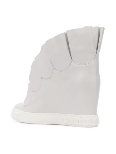 Shop Casadei Maleficent Ruffle-trimmed Wedge Sneakers - White