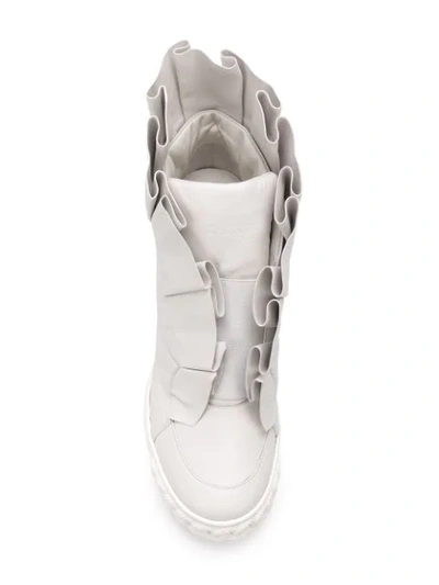Shop Casadei Maleficent Ruffle-trimmed Wedge Sneakers - White
