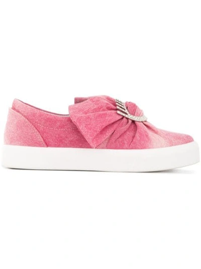 Shop Chiara Ferragni Denim Bow Slip-on Sneakers In Pink