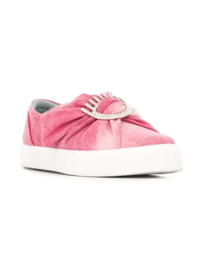 Shop Chiara Ferragni Denim Bow Slip-on Sneakers In Pink