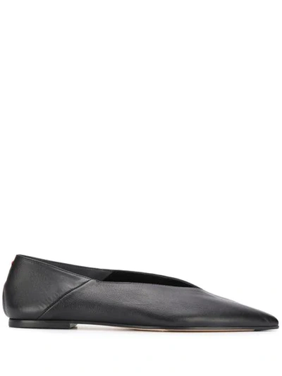 Shop Aeyde Pointed Toe Ballerina Shoes In Black