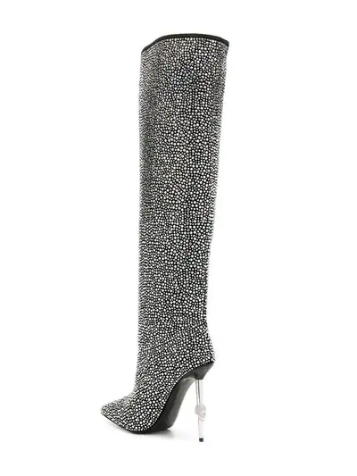 PHILIPP PLEIN CRYSTAL STUDDED LOGO BOOTS - 白色