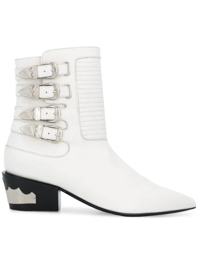 Shop Toga Pulla Buckled Western Boots - White