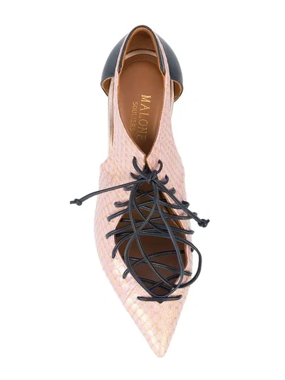 Shop Malone Souliers Lace-up Snakeskin Pumps - Pink