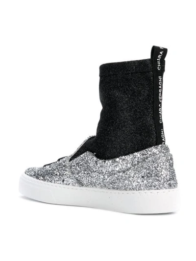 Shop Chiara Ferragni Flirting Sneakers In Silver-black