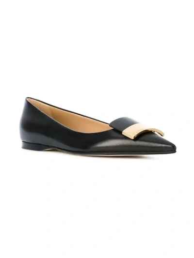 Shop Sergio Rossi Logo Plaque Ballerinas In Black