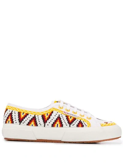 Shop Alanui X Superga Embroidered Sneakers In White