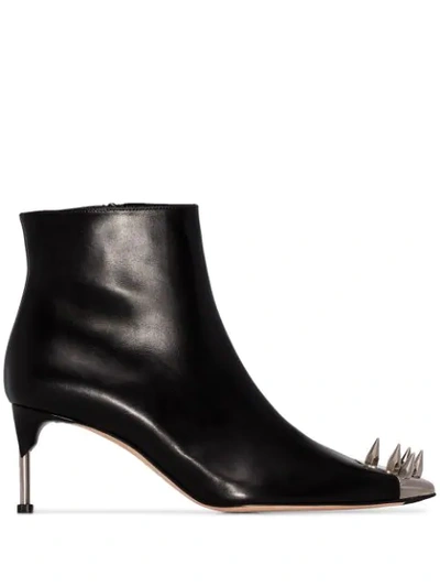 Shop Alexander Mcqueen Spike-embellished Ankle Boots In Black