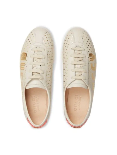 Shop Gucci Guccy Falacer Sneaker In White