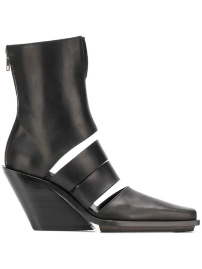 Shop Ann Demeulemeester Cut-out Ankle Boots In Black