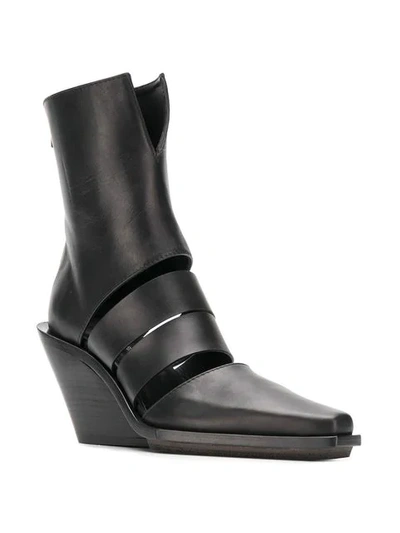ANN DEMEULEMEESTER CUT-OUT ANKLE BOOTS - 黑色