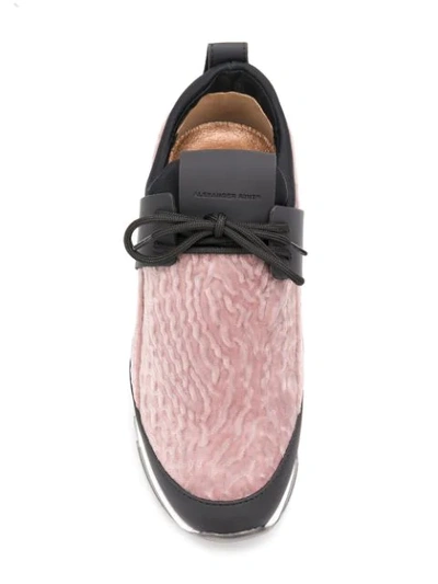 Shop Alexander Smith Velvet Platform Sneakers In Pink