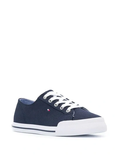 Shop Tommy Hilfiger Essential Logo Sneakers In Blue