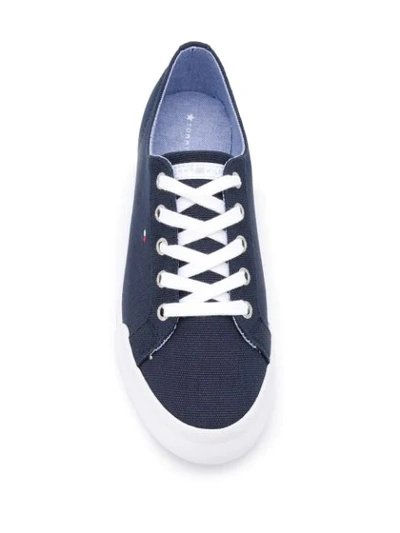 Shop Tommy Hilfiger Essential Logo Sneakers In Blue