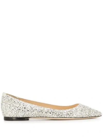 Shop Jimmy Choo Romy Glitter Ballerinas In Oro