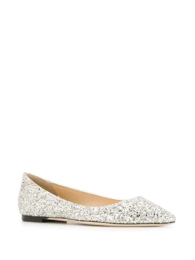 Shop Jimmy Choo Romy Glitter Ballerinas In Oro