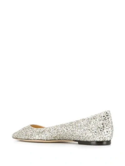 Shop Jimmy Choo Romy Glitter Ballerinas In Oro