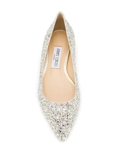 Shop Jimmy Choo Romy Glitter Ballerinas In Oro