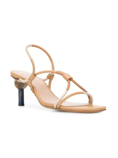 Shop Jacquemus Two-tone Strap Sandals In Neutrals