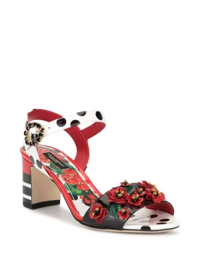 Shop Dolce & Gabbana Floral Embellished Sandals In Multicolour