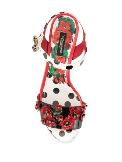 Shop Dolce & Gabbana Floral Embellished Sandals In Multicolour