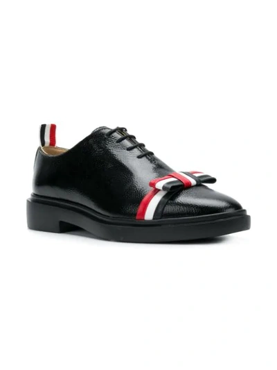 Shop Thom Browne Leather Bow Pebble Grain Shoe In Black