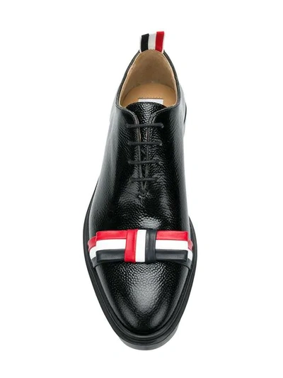 Shop Thom Browne Leather Bow Pebble Grain Shoe In Black